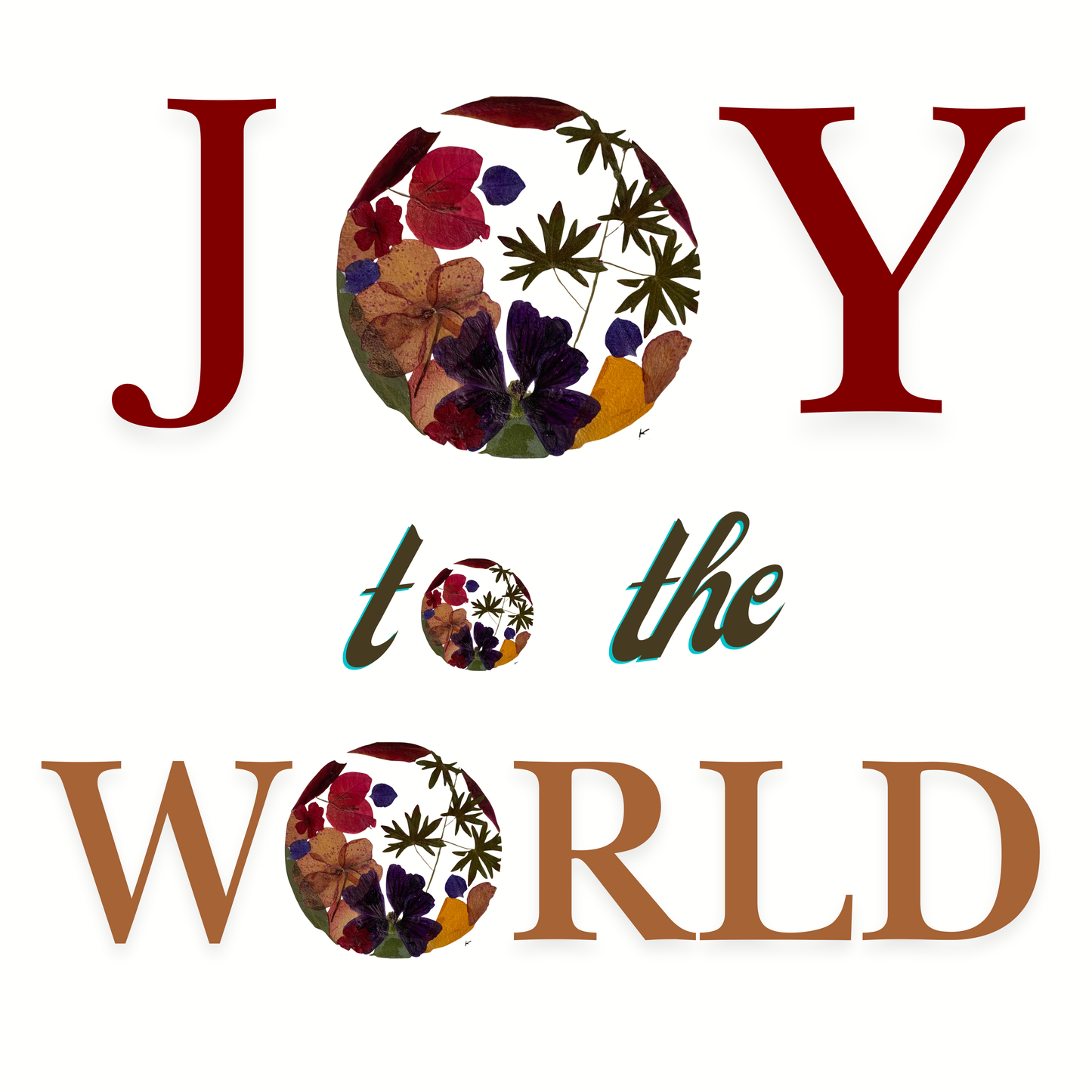 Joyfull Christmas card printed pressed flowers
