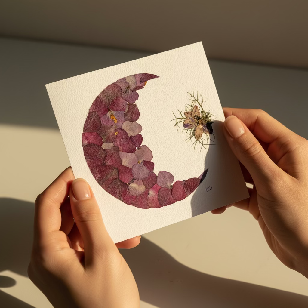 Still Petals - Handmade Pressed Flower Card | One of a kind