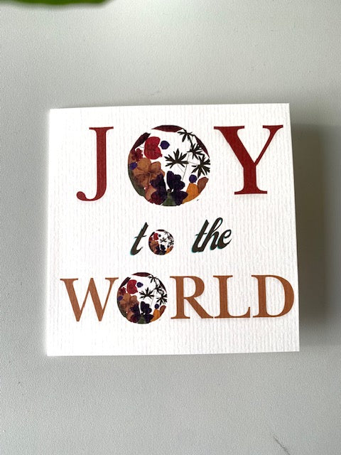 Joyfull Christmas card printed pressed flowers