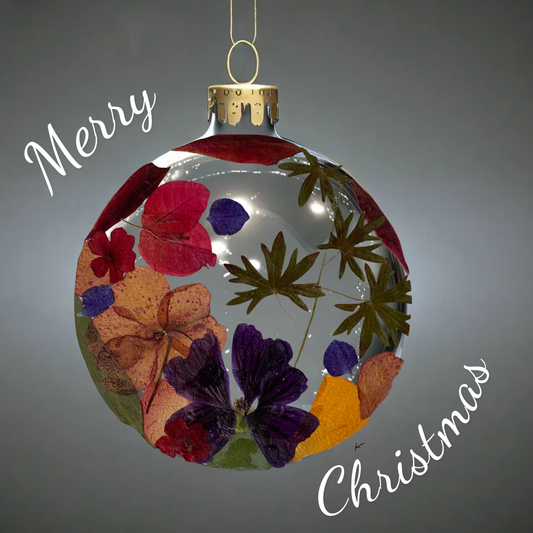 Christmas card printed pressed flowers