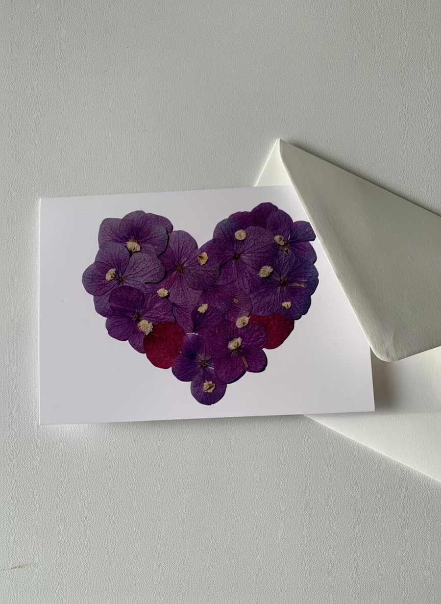Printed Card Hydrangea Heart