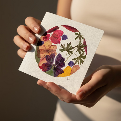 Comfort in Bloom - Handmade Pressed Flower Card | One of a kind