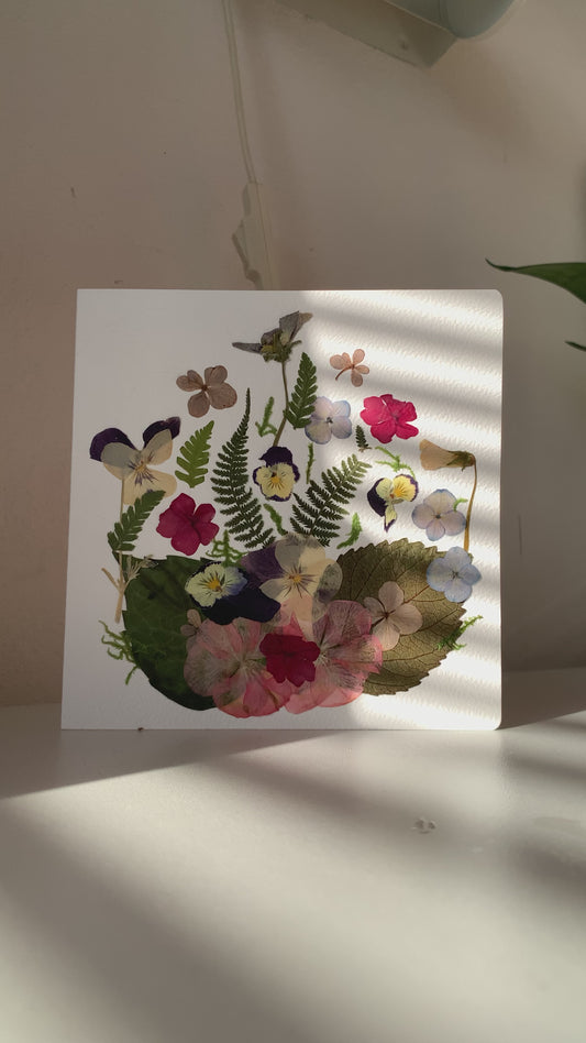 Floral Harmony- Handmade Pressed Flower Card | Mixed Botanical